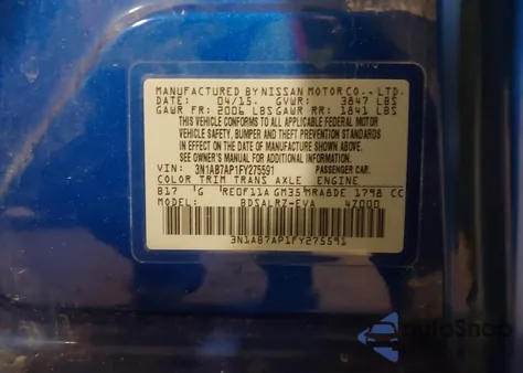 2015 Nissan Sentra Sr from USA, damaged, VIN 3N1AB7AP1FY275591